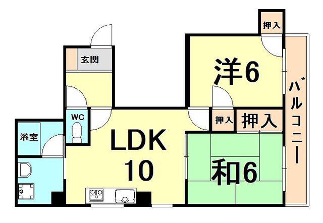 アダチイエム(2LDK/4階)の間取り写真