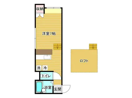 レスターテ四ッ屋(ワンルーム/1階)の間取り写真