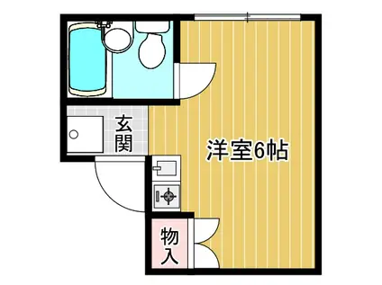 サウスコート(ワンルーム/2階)の間取り写真