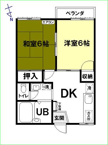 アーバニズム47A(2DK/2階)の間取り写真