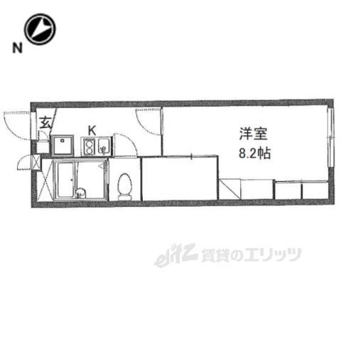 レオパレス茶屋(1K/1階)の間取り写真