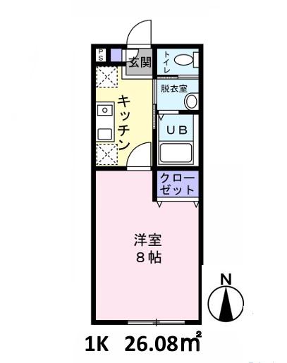 エクセル木更津(1K/2階)の間取り写真