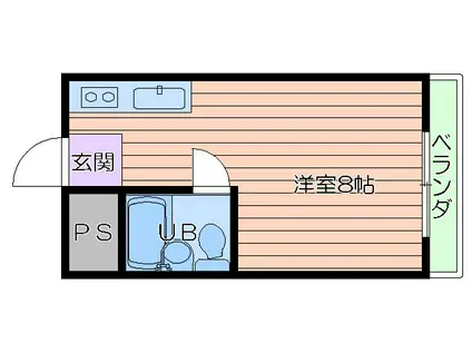 三高ハイツ(ワンルーム/3階)の間取り写真