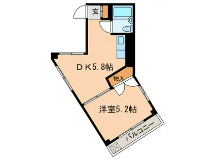 コープ経堂(1DK/2階)の間取り写真