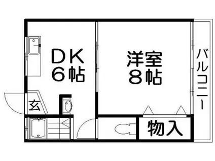 香栄マンション(1DK/2階)の間取り写真