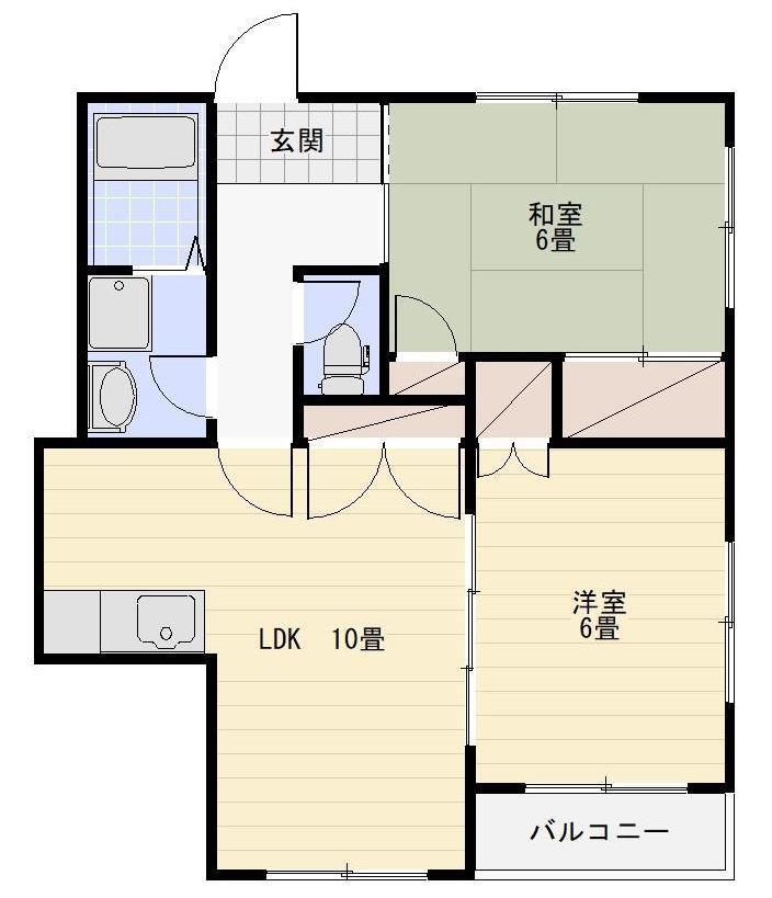 尾野スカイハイツ3(2LDK/3階)の間取り写真