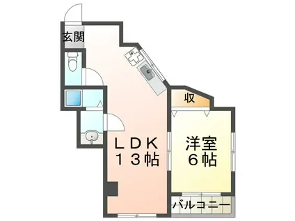 フォルトゥーナRITZ舞子坂II(1LDK/4階)の間取り写真