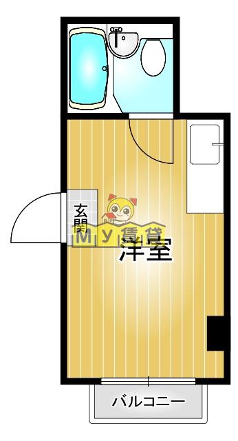 花鳥ビル(ワンルーム/3階)の間取り写真