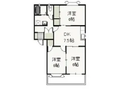 ドミアゼリアII D棟(3DK/1階)の間取り写真