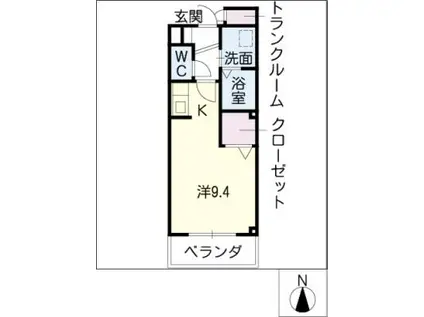 メゾン栄光(ワンルーム/1階)の間取り写真