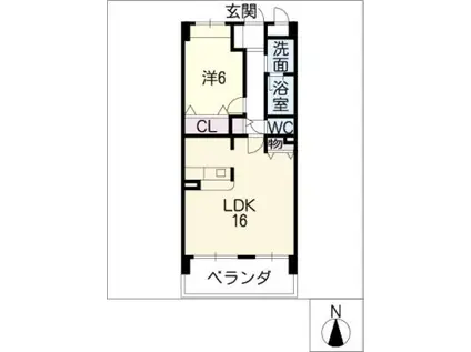 クレアーレ浅井(1LDK/5階)の間取り写真