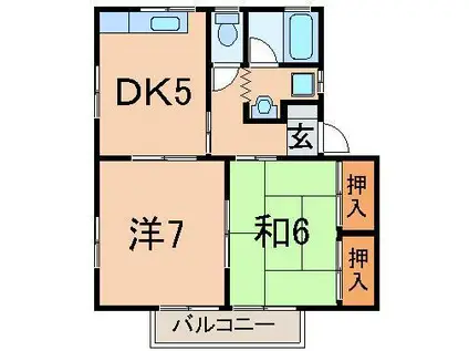 コーポオクヤマ(2DK/2階)の間取り写真
