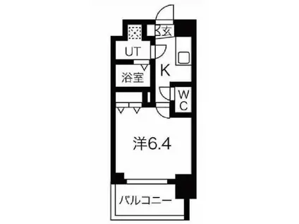 ジアコスモ大阪イーストゲート(1K/2階)の間取り写真