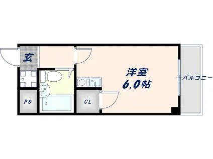 シティーハイツ弥刀(ワンルーム/6階)の間取り写真