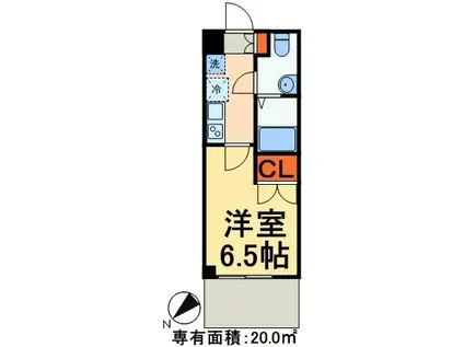 パークキューブ北松戸(1K/6階)の間取り写真