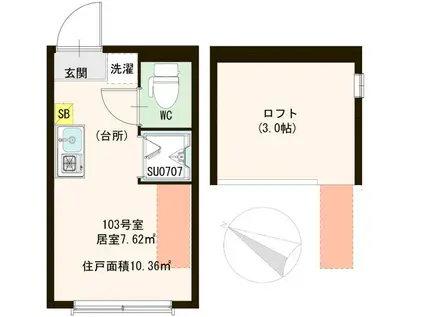 NANOIRO CUORE(ワンルーム/1階)の間取り写真