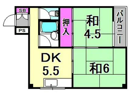 エメラルド尾浜パートI(2DK/2階)の間取り写真