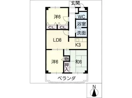 アルカディア中平(3LDK/4階)の間取り写真