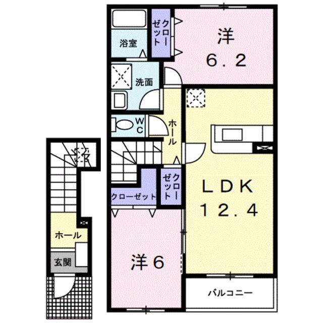 パミドーリI(2LDK/2階)の間取り写真