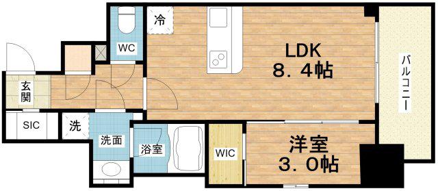 エスリードレジデンス大阪天王寺(1LDK/15階)の間取り写真