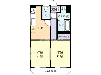 グレイス西原(2DK/2階)の間取り写真