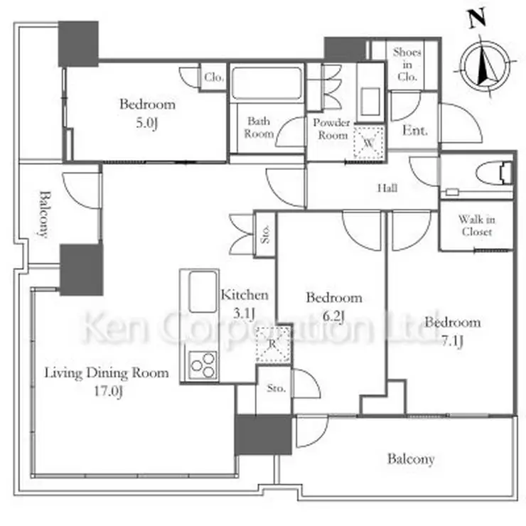 プラウドタワー芝浦 18階階 間取り