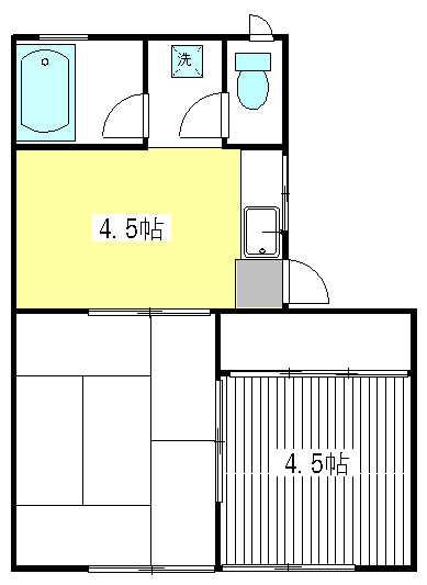 コーポ桜園(2DK/1階)の間取り写真
