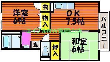 サンパティック原尾島(2DK/2階)の間取り写真