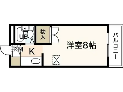 パインハウスII(ワンルーム/2階)の間取り写真