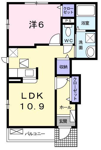 レクレド-ルA(1LDK/1階)の間取り写真