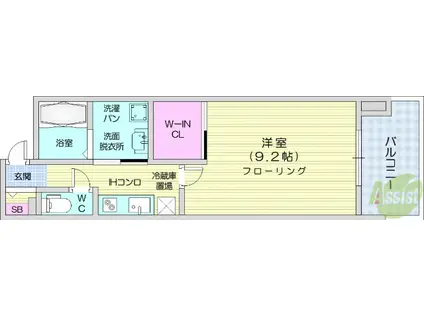 リージア勾当台公園(1K/10階)の間取り写真