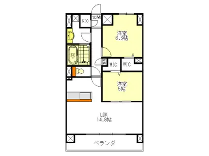 GLAN PLASIR(2LDK/5階)の間取り写真