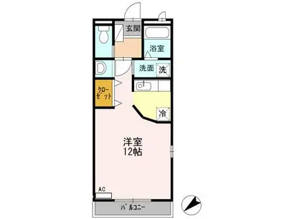 ガーデンコート ラ・フェスタ II(ワンルーム/1階)の間取り写真