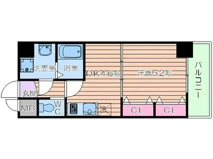 CITYSPIRE鶴見(1DK/6階)の間取り写真