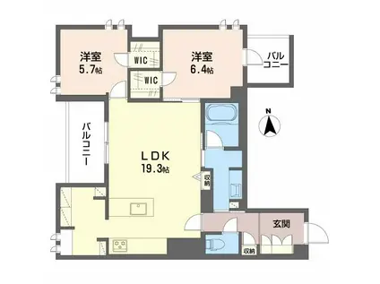 フレシア天王寺(2LDK/4階)の間取り写真