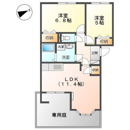 ドリーム(2LDK/1階)の間取り写真