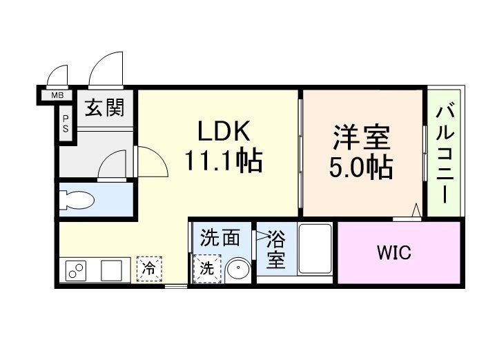 ルナパレスりんくう(1LDK/2階)の間取り写真