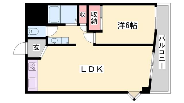 三木グリーンハイツ(1LDK/3階)の間取り写真