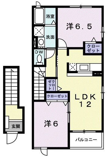 ファミールII(2LDK/2階)の間取り写真