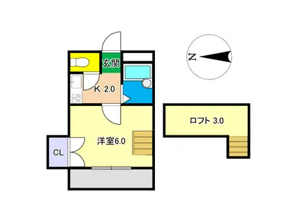 STハウス II(1K/1階)の間取り写真