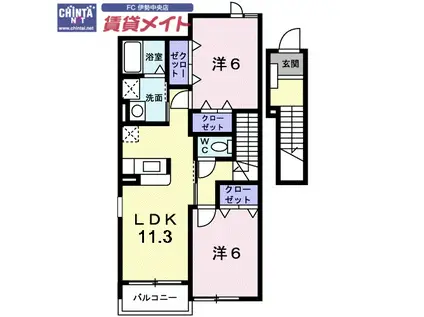 ヴェルデ・ルーチェA棟(2LDK/2階)の間取り写真