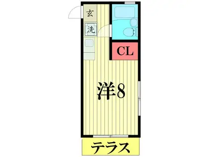 ベルハイツ(ワンルーム/1階)の間取り写真