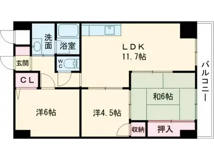 シャルマン財官I(3LDK/4階)の間取り写真