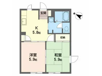 ディアスしもながSO A(1LDK/1階)の間取り写真
