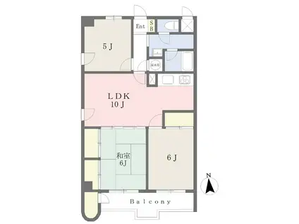 宇都宮第6チサンマンション(3LDK/6階)の間取り写真