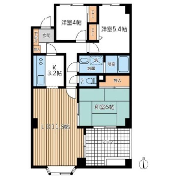 リッシェル浦和(3LDK/1階)の間取り写真