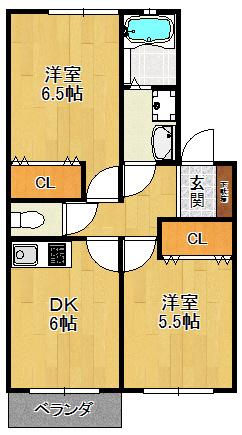 紅葉ヶ丘フォーテックⅡ(2DK/2階)の間取り写真