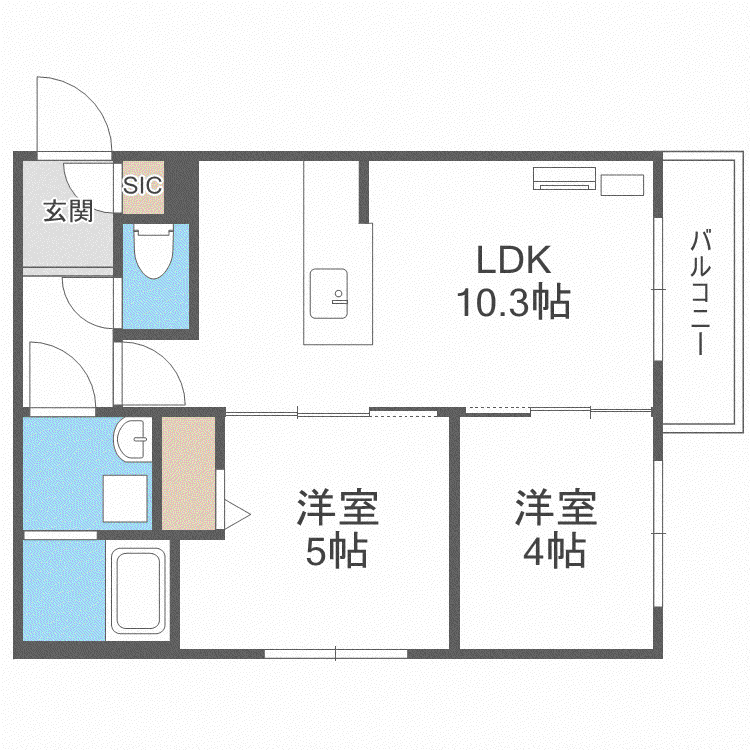 GRACECORT(2LDK/3階)の間取り写真