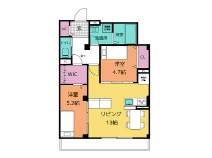 フランジュール下新城(2LDK/3階)の間取り写真