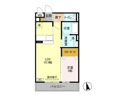 ブリックガーデン(1LDK/3階)の間取り写真